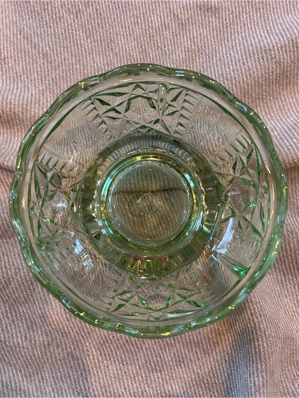 Indiana Glass “Stars and Bars" fairy lamp in Chantilly Green - Picture 7 of 8